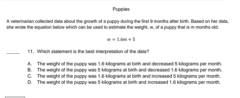 A veterinarian collected data about the growth of a puppy during the first 9 months-example-1