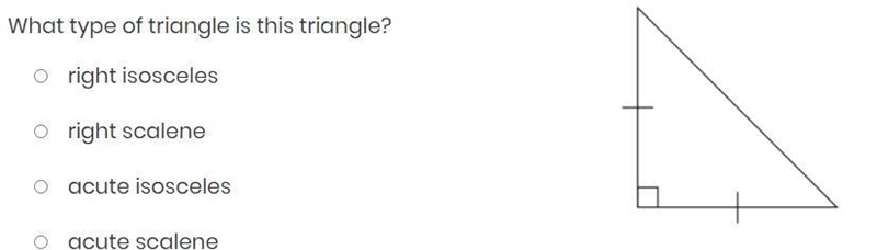 Item 3 What type of triangle is this triangle? right isosceles right scalene acute-example-1