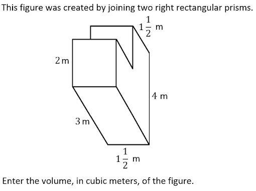 This figure was created by joining two right rectangular prisms. Enter the volume-example-1