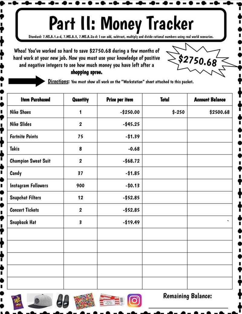 Money Tracker (Additional Instructions in Photo) Take a screenshot of the following-example-1