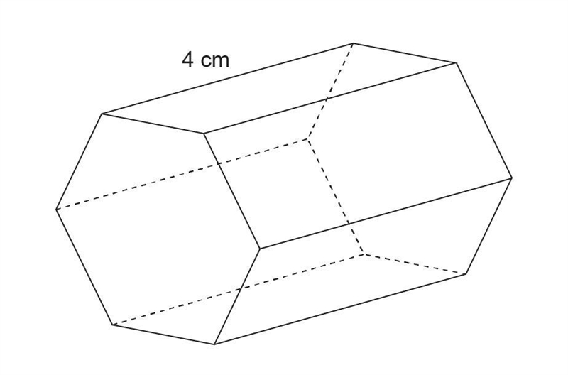 A small container is shaped like this hexagonal prism. The prism has a base area of-example-1