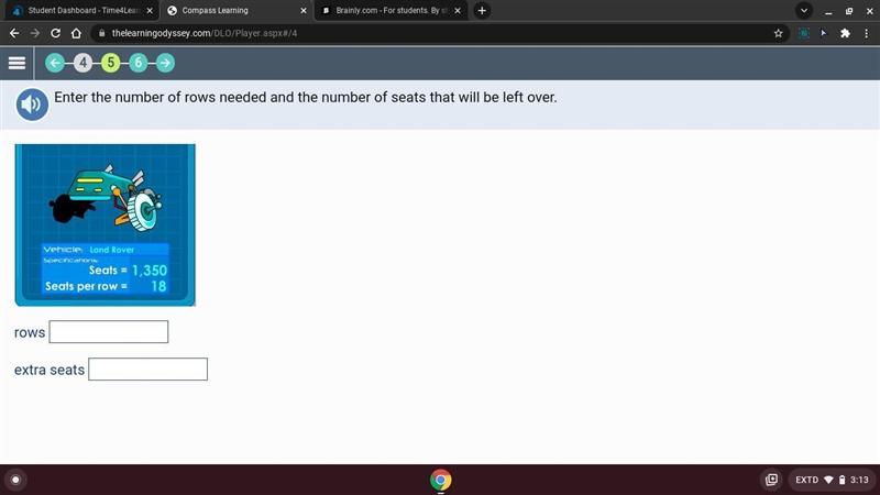 Enter the number of rows needed and the number of seats that will be left over. rows-example-1