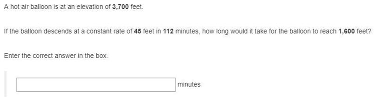 A hot air balloon is at an elevation of 3,700 feet. If the balloon descends at a constant-example-1