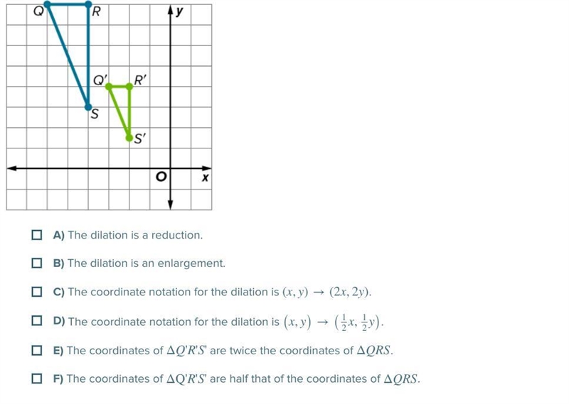 Which of the following statements accurately describe the dilation shown? Select all-example-1