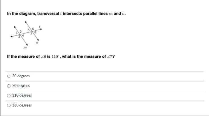 in the diagram, transversal t interacts with parallel lines m and n. if the measure-example-1