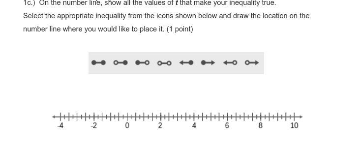 pls help it says 1c.) On the number line, show all the values of t that make your-example-1