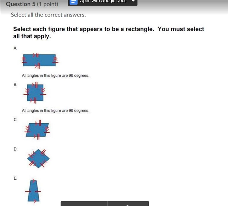 Select each figure that appears to be a rectangle. You must select all that apply-example-1