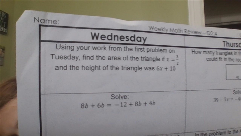 What is the answer to the 1st problem on Wednesday?-example-1