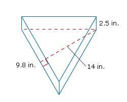 Identify the volume of the triangular prism to the nearest tenth. Answers: 171.5 in-example-1