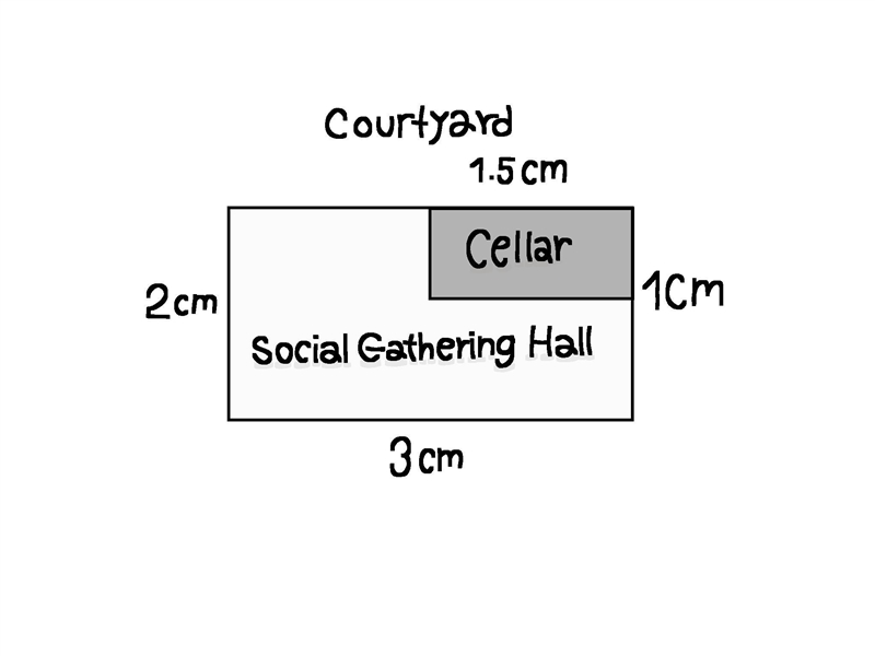 Rudina needs to determine the actual area of the entire rectangular toy courtyard-example-1