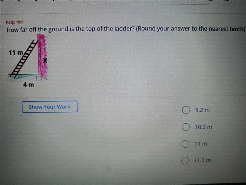 How far off the ground is the top of the ladder? Round your answer to the nearest-example-1