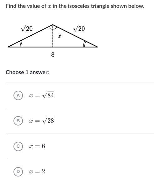 Find the value of x in the isosceles triangle shown below.-example-1