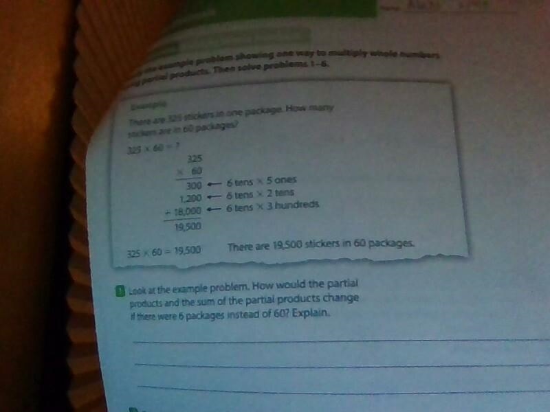 look at the example problem. How would the partial products and the sum of the partial-example-1