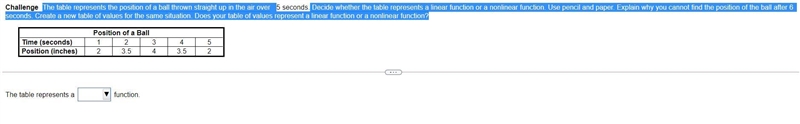 The table represents the position of a ball thrown straight up in the air over 5 secs-example-1