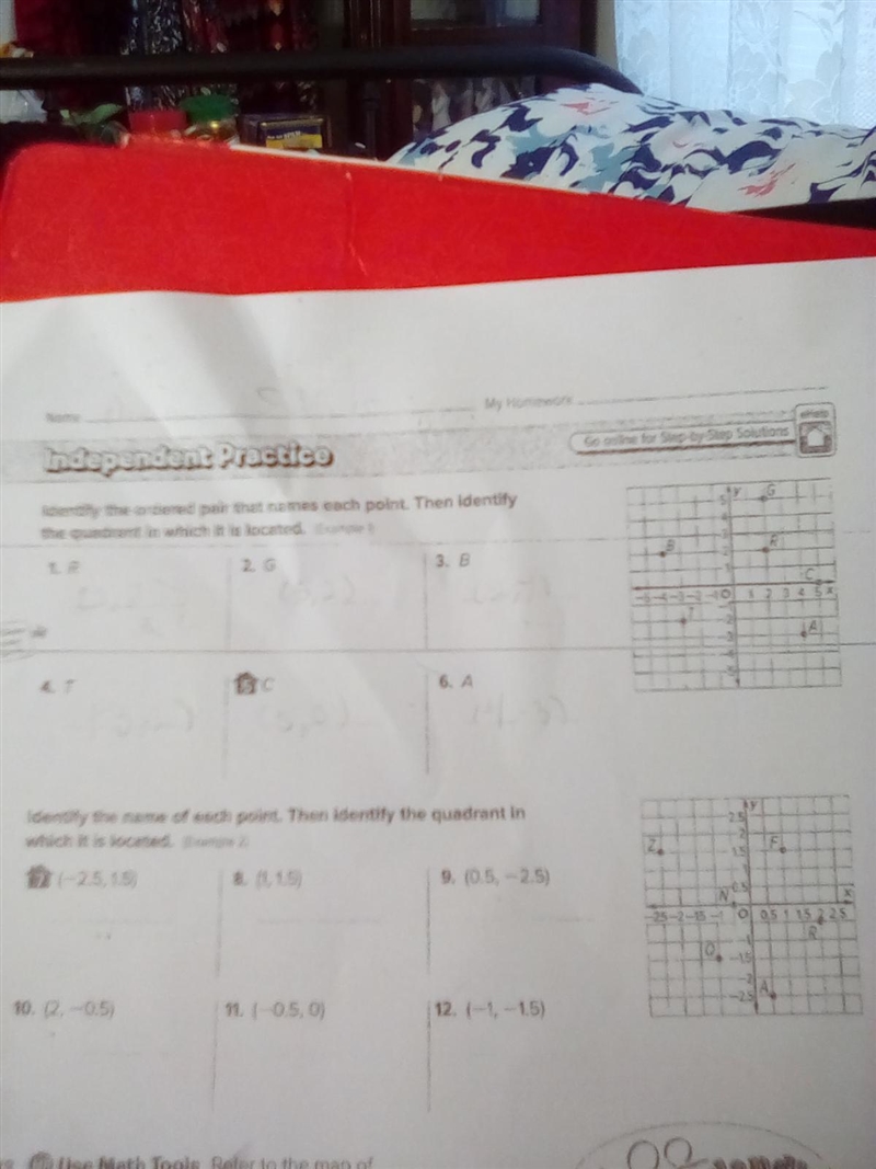 HELP! FAST! I NEED HELP 1-12 "Identify the ordered pair that names each point-example-1