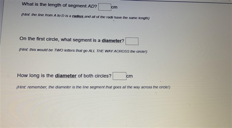 Here are two circles. Their centers are A and F. What is the length of segment AD-example-1