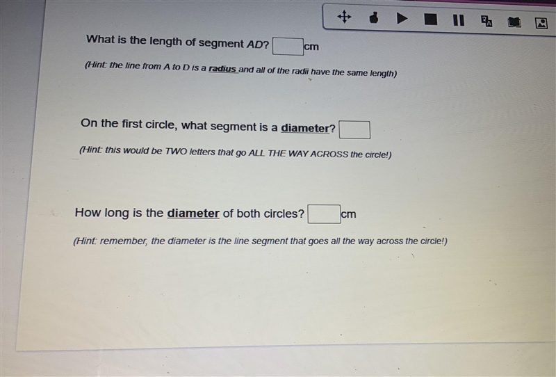 Here are two circles. Their centers are A and F. What is the length of segment AD-example-2