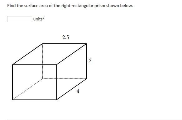 Find the surface area of the right rectangular prism shown below. units^2-example-1