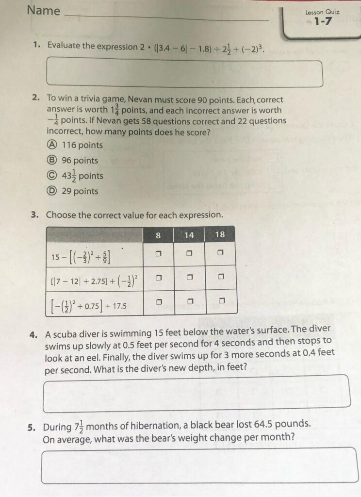 Whats the absoulte value of the equation 7 - 12 look on the image its in number 3-example-1