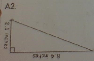 Find the slope intercept of the triangle below. (The numbers are 2.1 on the vertical-example-1