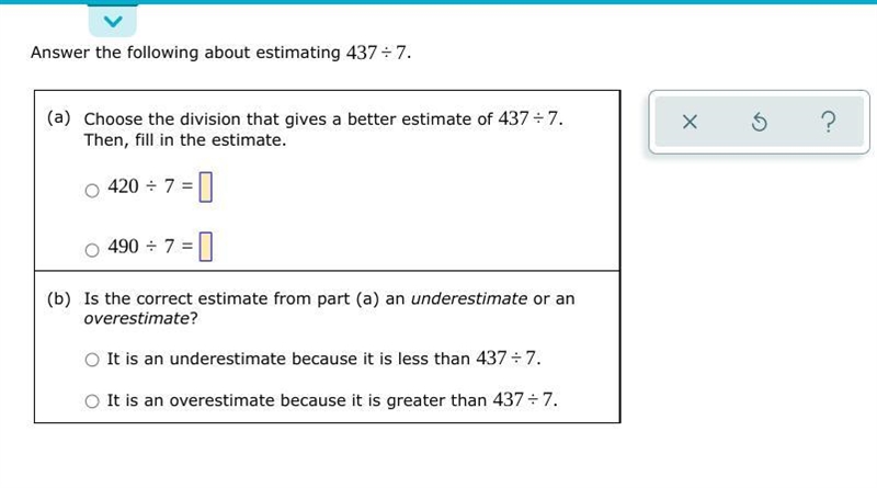 Answer the following about 437/7 estimating.-example-1