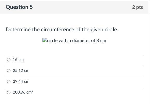 Determine the circumference of the given circle.-example-1