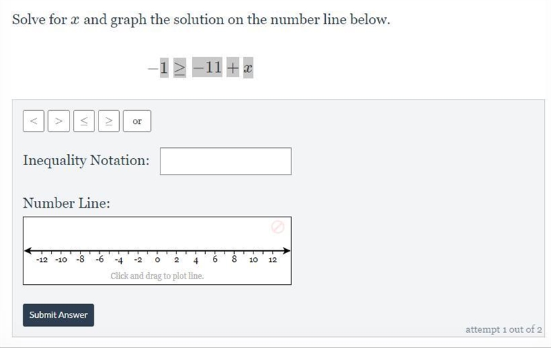 -1 ≥ -11 + x i need help and here is the full thing-example-1