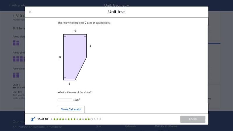 Whats the area of the shape?-example-1