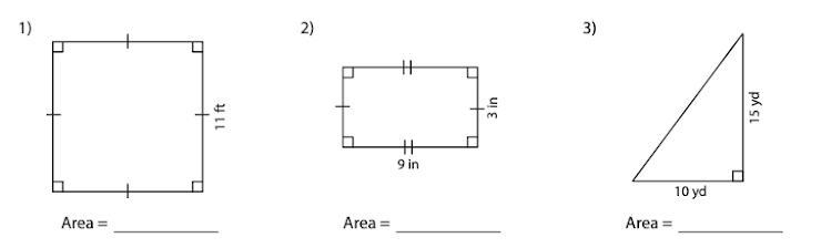 Find the area of each shape. Put your answers in with no units or spaces (just the-example-1