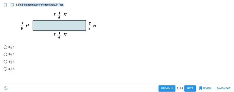 Find the perimeter of the rectangle, in feet.-example-1