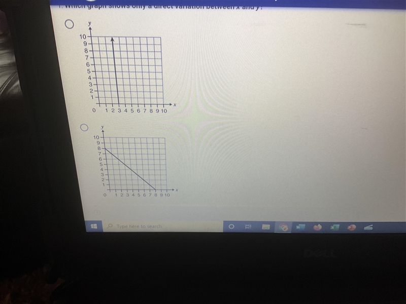 Which graph shows only a direct variation between X and y?-example-1