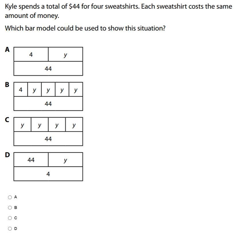 Which bar model could be used to show this situation?-example-1