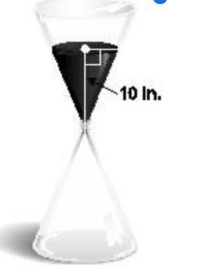 Compare the amount of sand (volume) in the top cone of the hourglass now to the amount-example-1