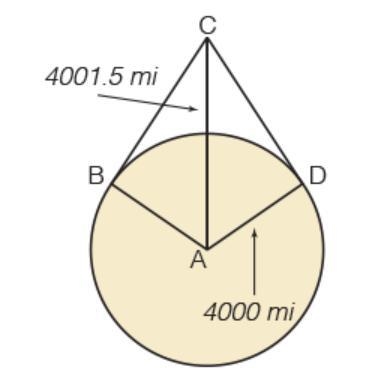 You fly a hot air balloon 1.5 miles above the ground. What is the measure of BD⌢, the-example-1