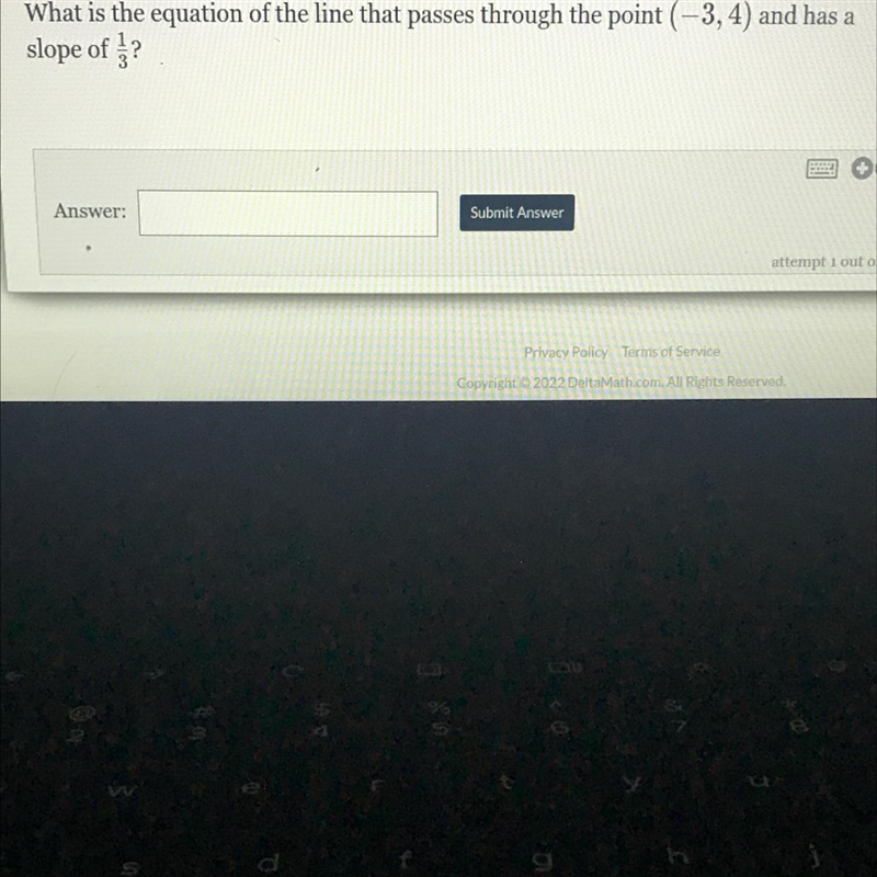 What is the equation of the line that passes through the point (-3, 4) and has a slope-example-1