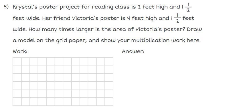 Krystal’s poster project for reading class is 2 feet high and 1 1/2 2 feet wide. Her-example-1