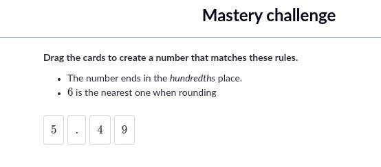 Drag the cards to create a number that matches these rules. The number ends in the-example-1