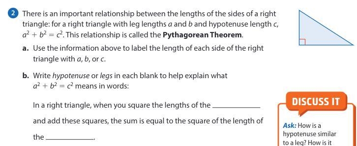 Relationships with the Pythagorean Theorem- Please help, it's greatly appreciated-example-1