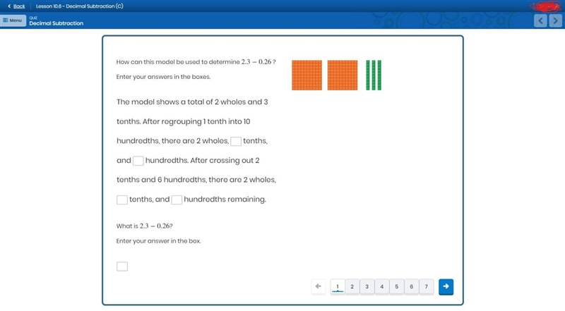 How can this model be used to determine 2.3−0.26 ? Enter your answers in the boxes-example-1