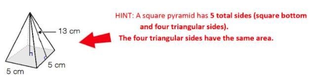 Find the surface area of the square pyramid-example-1