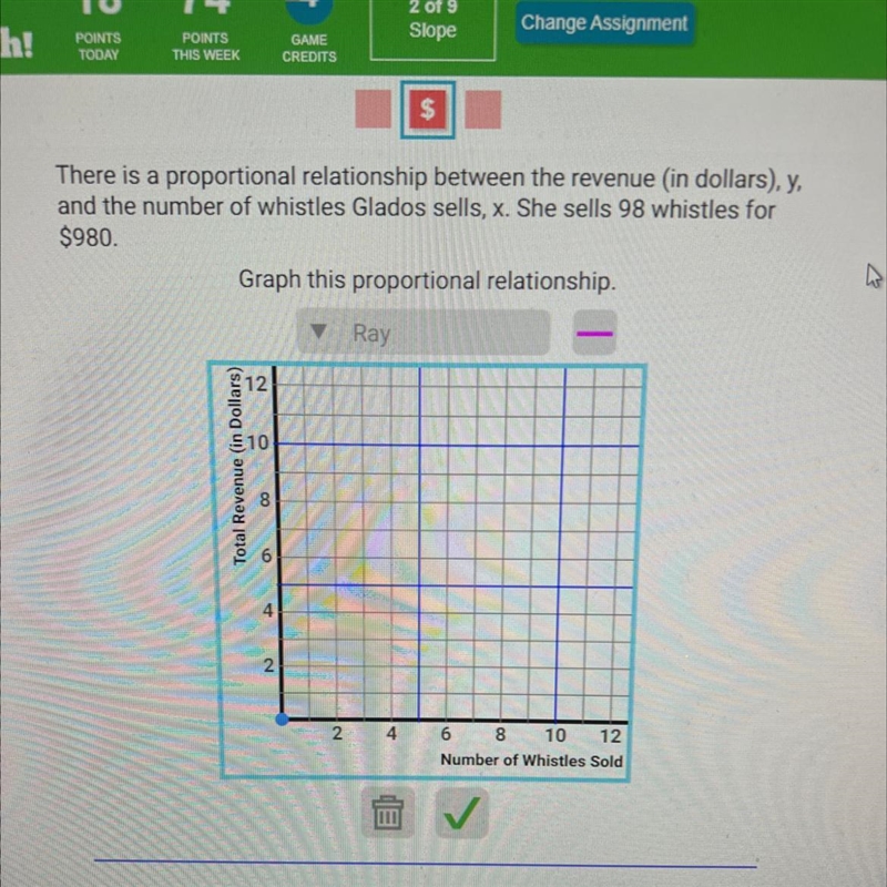 There is a proportional relationship between the revenue (in dollars), y, and the-example-1