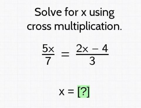 Solve for x using cross multiplication.-example-1