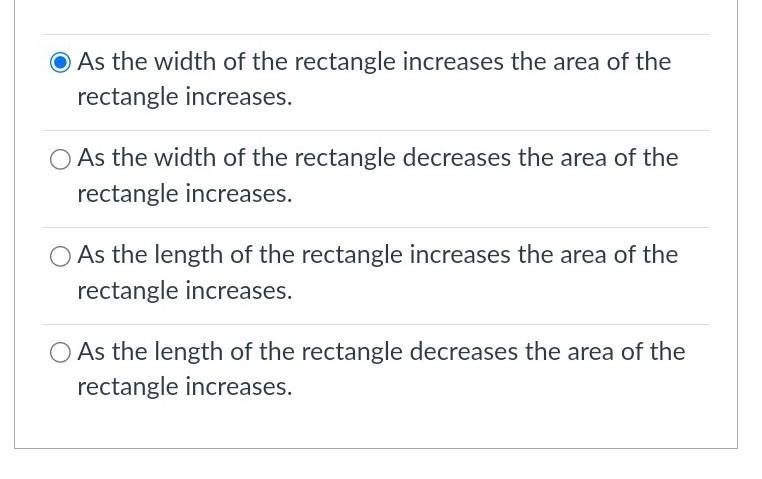 The graph below represents the area of rectangles with varying lengths. The width-example-1