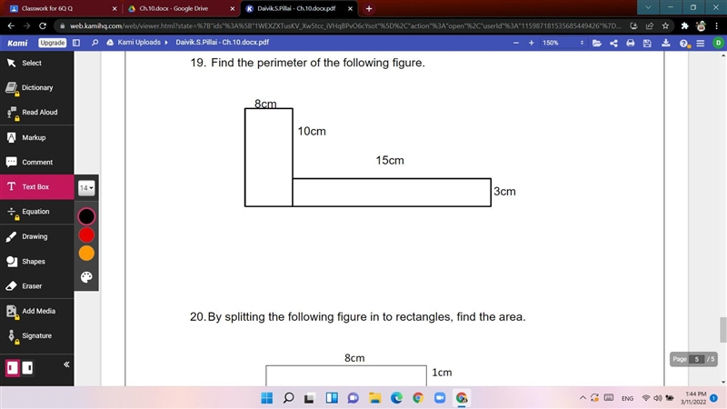 Find the perimeter of the following figure.-example-1