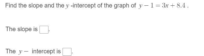 Find the slope and the y-intercept of the graph of y=6x-5.-example-1