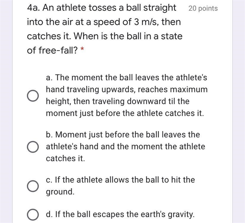 When is the ball in a state of free fall?? Please help-example-1