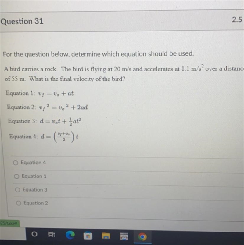 For the question below which equation should be used?-example-1