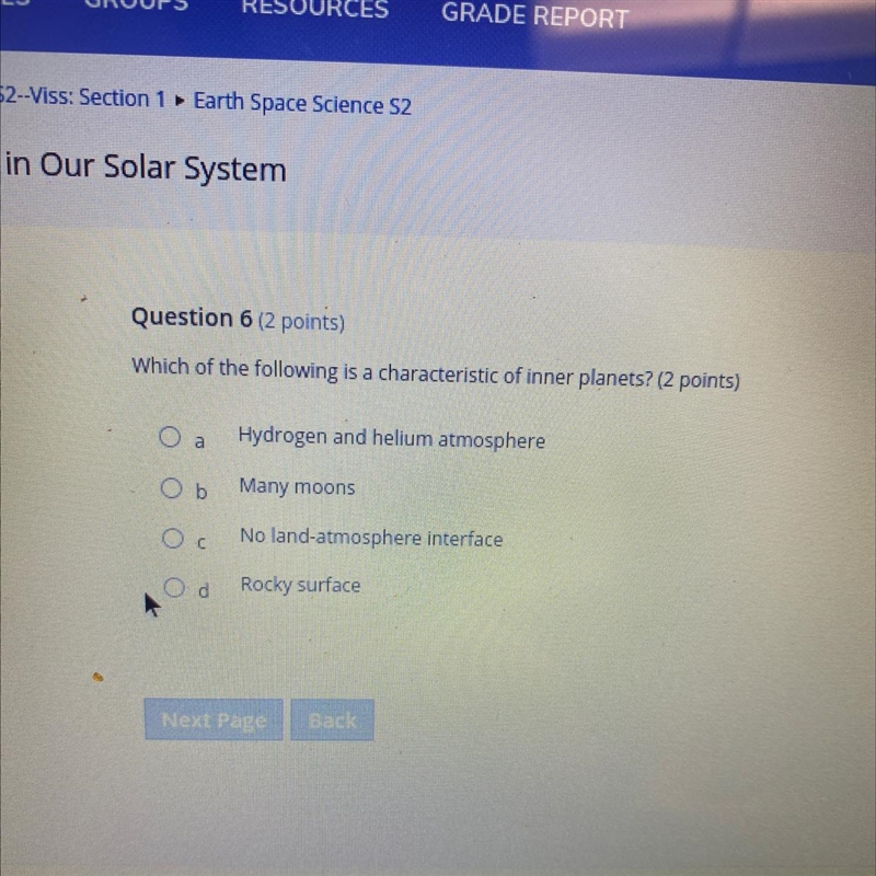 Which of the following is a characteristic of inner planets?-example-1