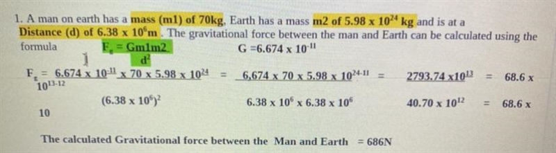 Calculate the weight of the man using the formula for weight. What is the relationship-example-1