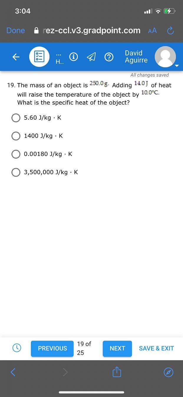 The mass of an object is Adding of heat will raise the temperature of the object by-example-1